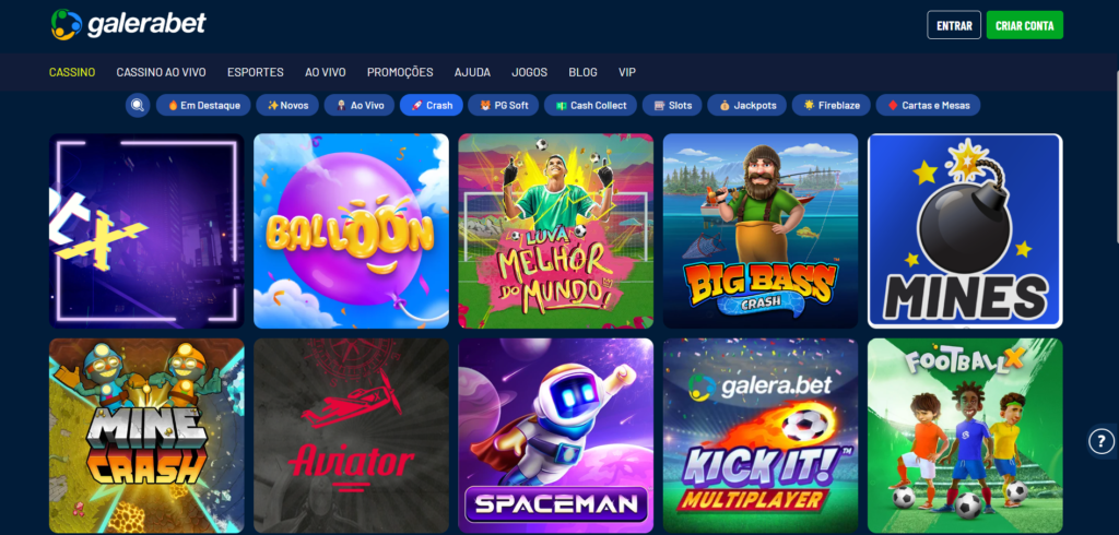 Seção de Jogos Crash - Galera.bet Casino