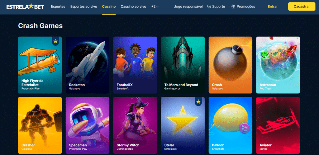Seção de Jogos Crash - EstrelaBet Casino