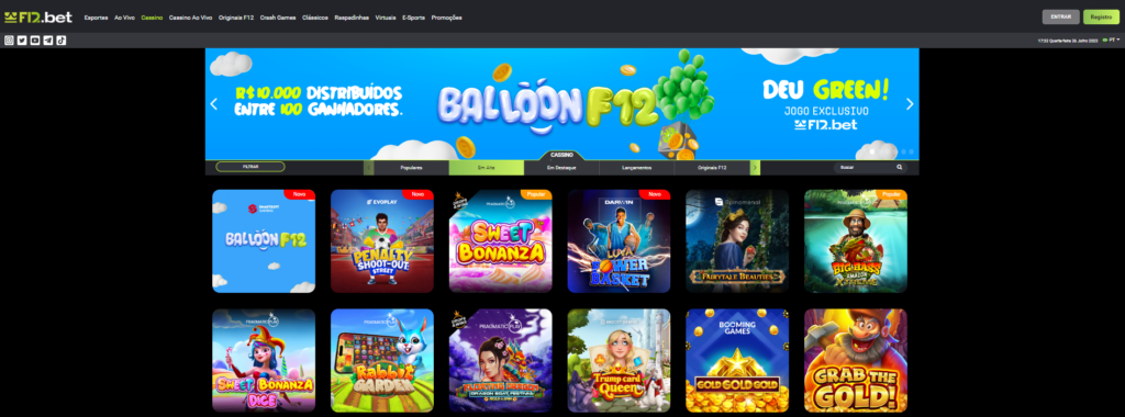 Seção de Jogos de Caça-Níqueis - F.12Bet Casino