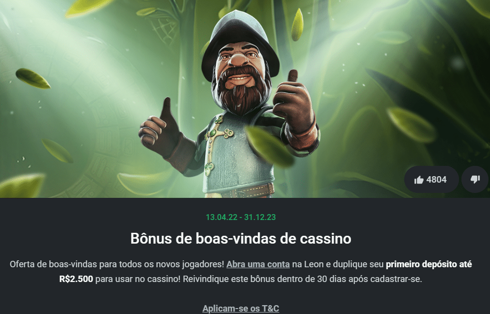 Bônus de Boas- Vindas Leon Casino