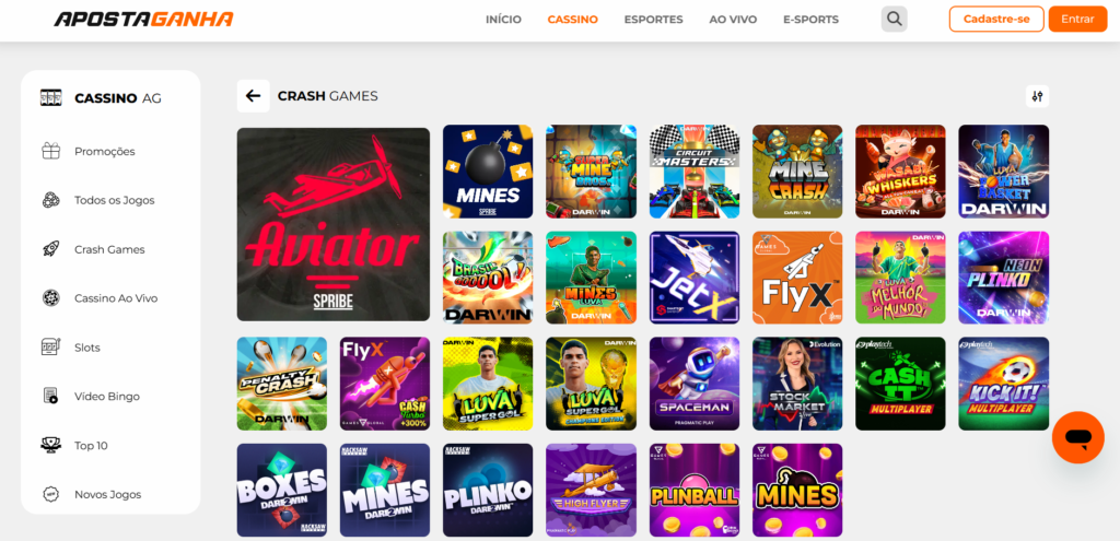 Seção de Jogos Crash - ApostaGanha Casino