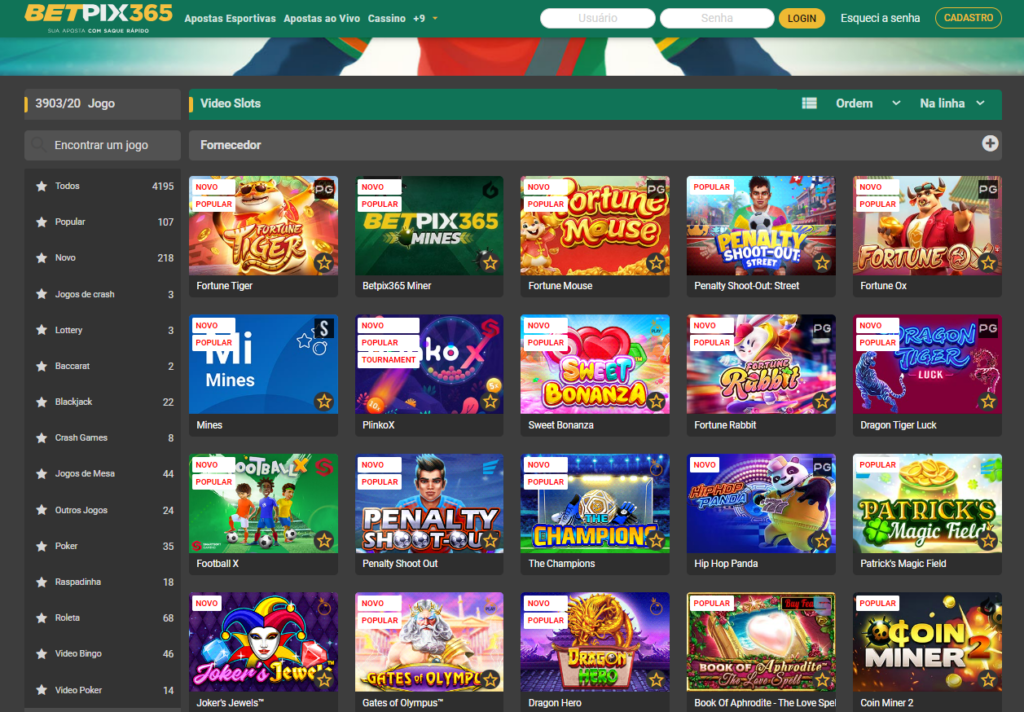 Betpix365 Casino – Seção de Caça-Níqueis