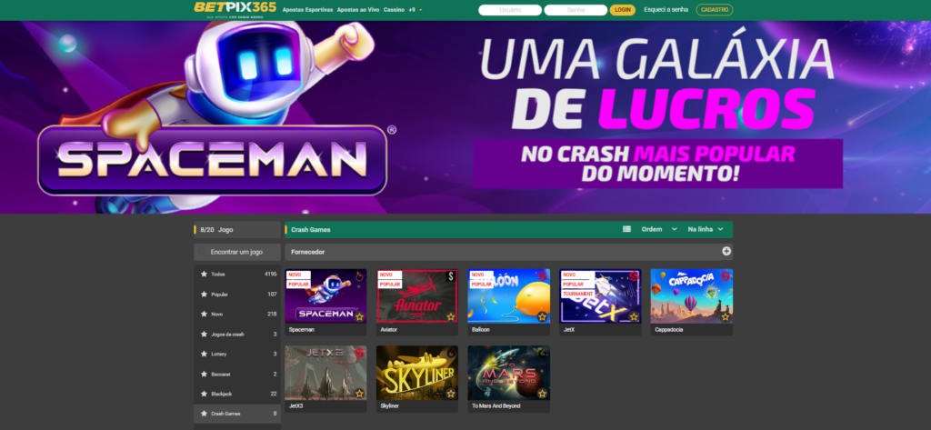 Betpix365 Casino – Seção de Jogos Crash