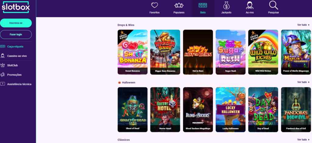 Slotbox Casino – Seção de Caça-Níqueis