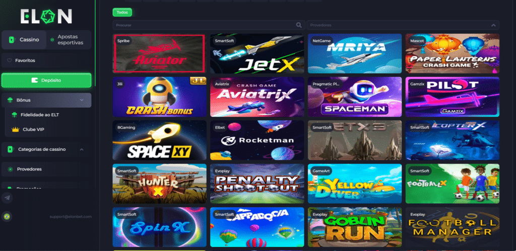 Seção de Jogos Crash - ElonBet Casino