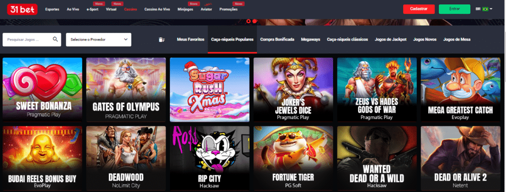 Seção de jogos de caça-níqueis - 31Bet Casino