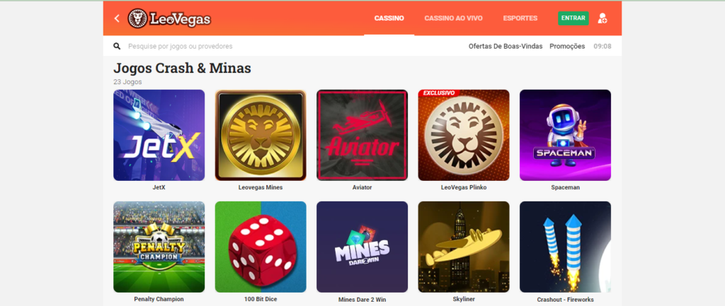 Seção de jogos crash - LeoVegas Casino
