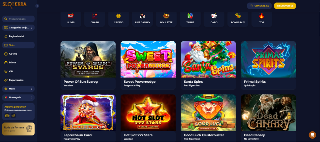 Seção de jogos de caça-níqueis - Sloterra Casino