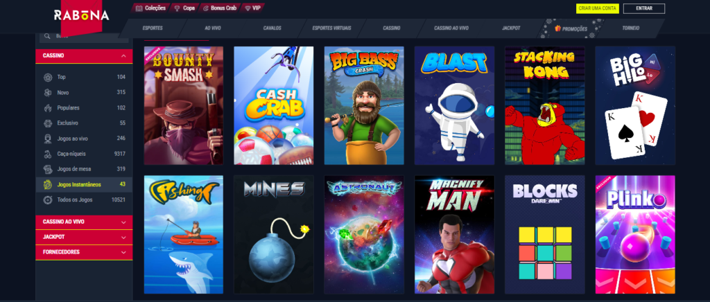 Seção de jogos crash - Rabona Casino