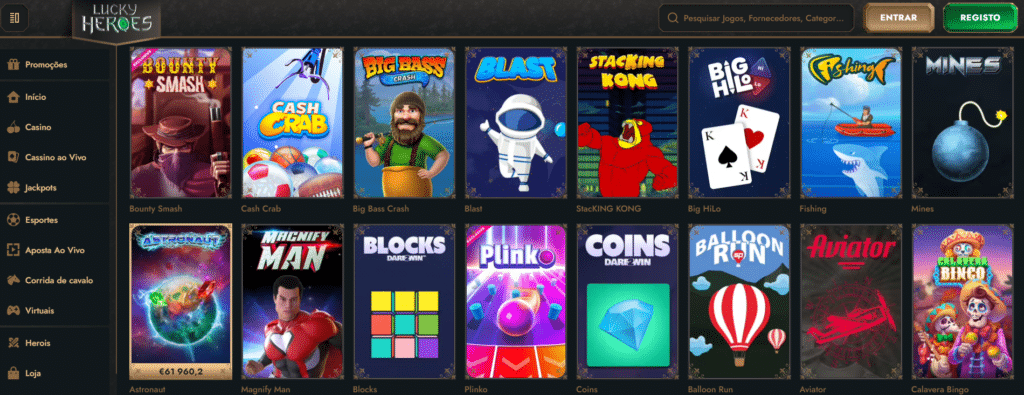 Seção de jogos crash – Lucky Heroes  Casino
