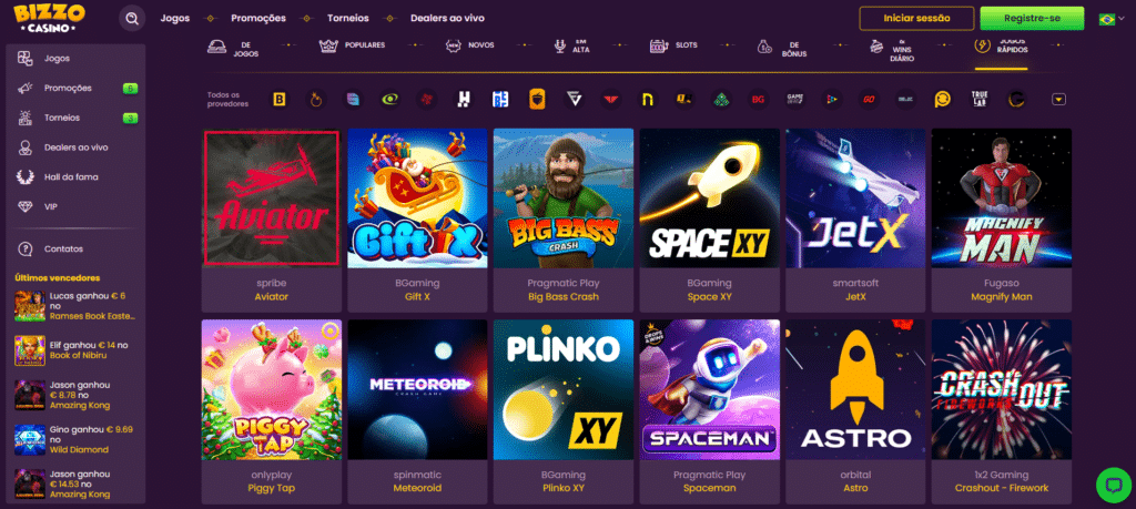 Seção de jogos crash – Bizzo Casino
