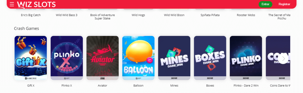 Seção de jogos crash - Wiz Slots