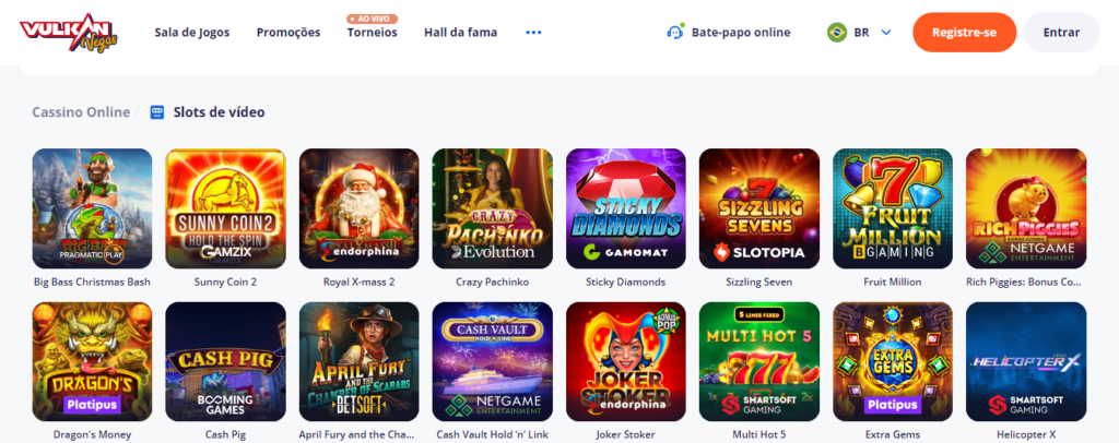 Seção de jogos de caça-níqueis - Vulkan Vegas Casino