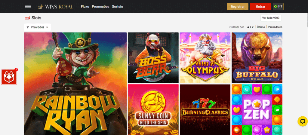 Seção de jogos de caça-níqueis - Wins Royal Casino