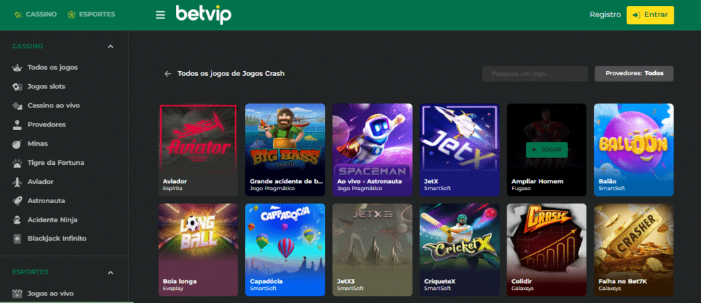 Seção de jogos crash - Betvip Casino