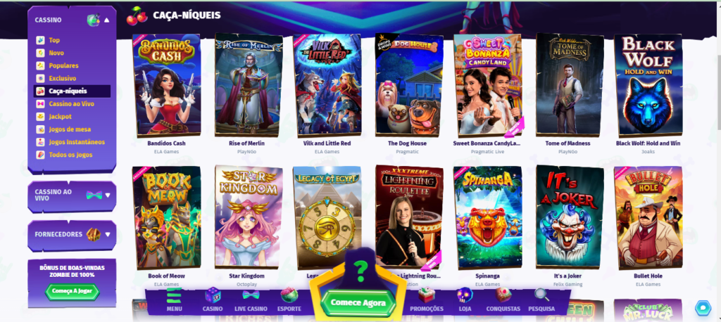 Seção de jogos de caça-níqueis - Casombie Casino