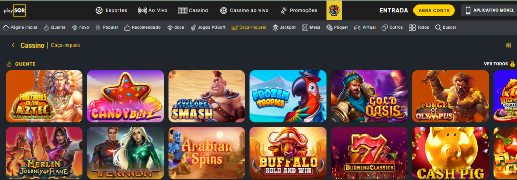 Seção de jogos de caça-níqueis - PlaySqr Casino