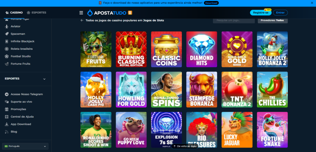 Seção de Jogos de Caça-Níqueis - ApostaTudo Bet Casino