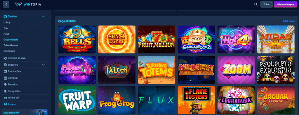 Seção de Jogos de Caça-níqueis - Wintopia Casino