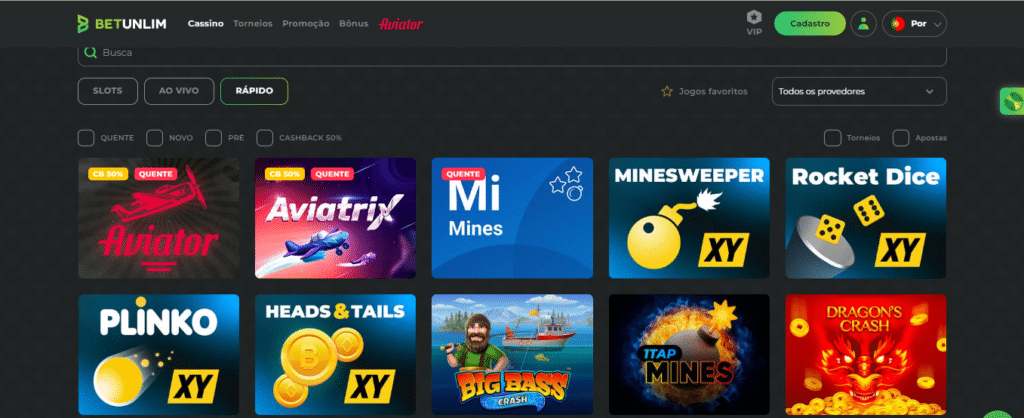 Seção de jogos crash - Betunlim Casino