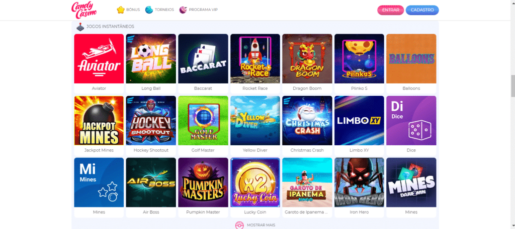Seção de jogos crash - Candy Casino