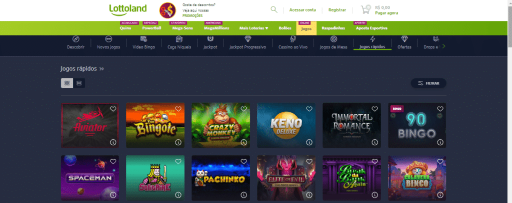 Seção de jogos crash - Lottoland Casino