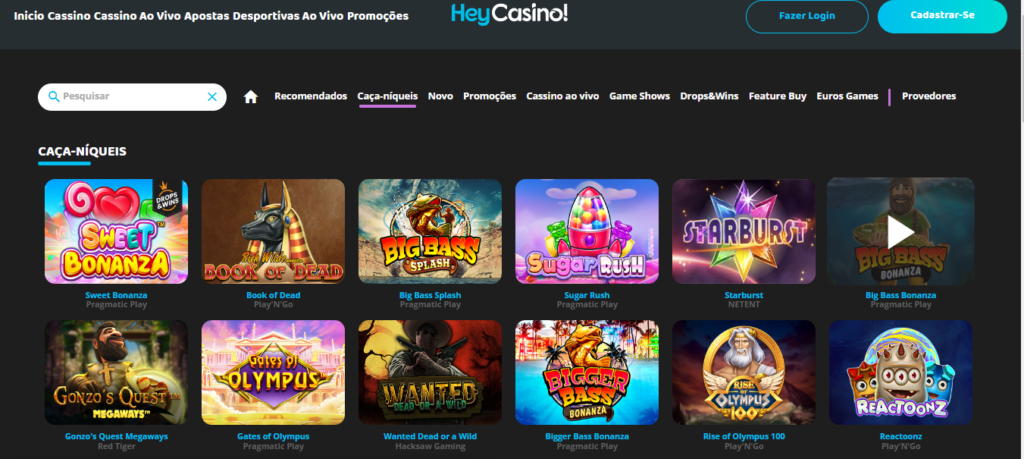Seção de jogos de caça-níqueis - HeyCasino