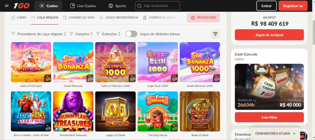 Seção de jogos de caça-níqueis - 1Go Casino