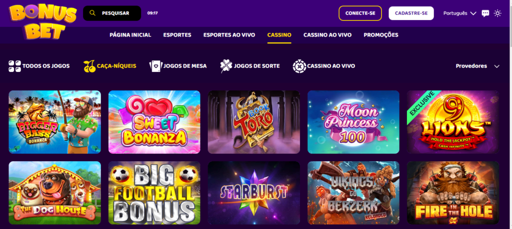 Seção de jogos de caça-níqueis - BonusBet Casino