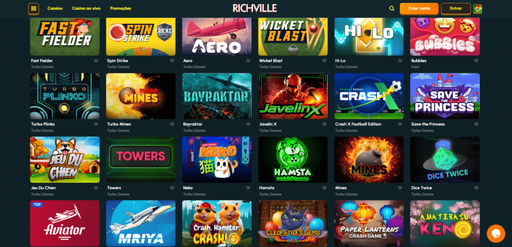 Seção de Jogos Crash - Richville Casino