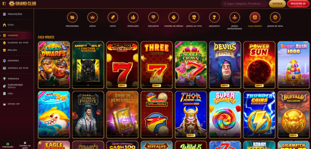 Seção de Jogos de Caça-Níqueis - GrandClub Casino