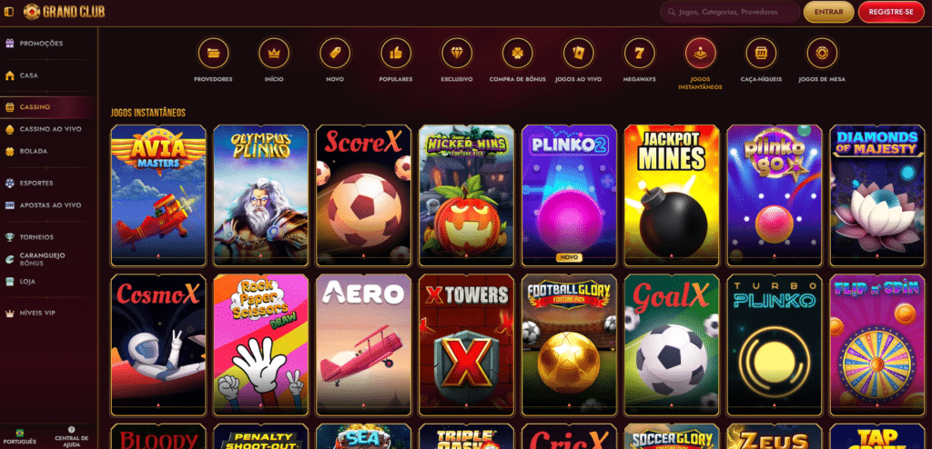 Seção de Jogos Crash - GrandClub Casino